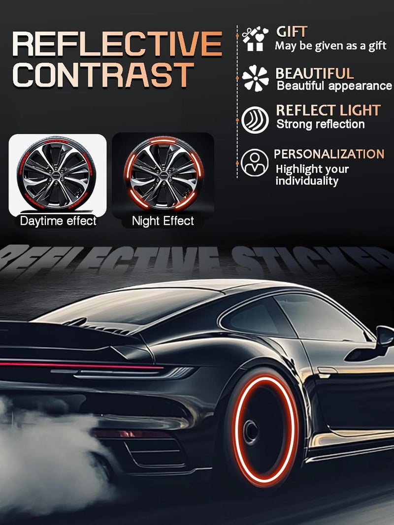 Maicican 20PCS Car Wheel Reflective Decorative Strip,Night Safety Warning Stickers,Cars,Motorcycles,Bicycles are Applicable, Colorful and Diverse, a Street The Most Beautiful Car (Red) - Image 3
